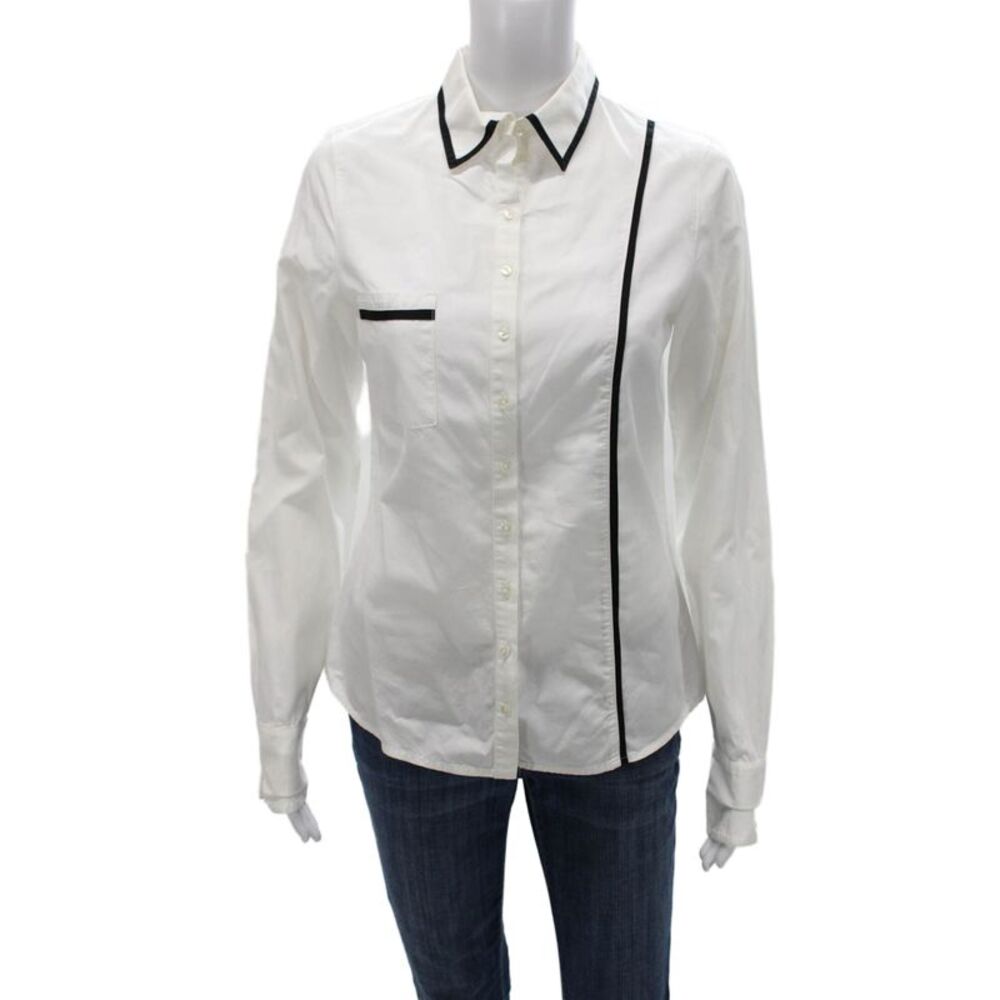 Anne Fontaine Women White Pima Cotton Basic Button-Up Size 38
